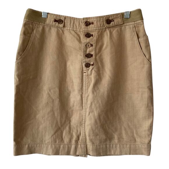 ANTHROPOLOGIE DAUGHTERS OF THE LIBERATION Linen Blend Skirt 4 Tan - Picture 1 of 4